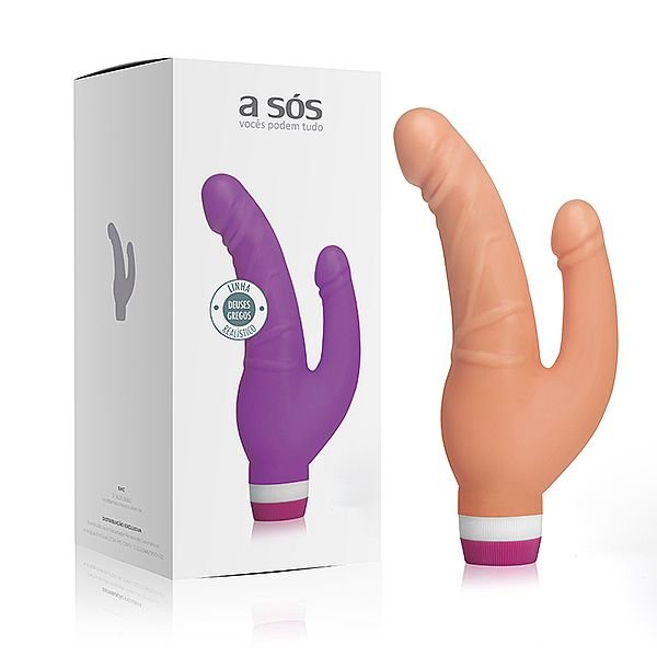 Protese Pênis Duplo com Vibrador Morfeu - 12,5cm X 3,5cm e 8,5cm X 2,5cm