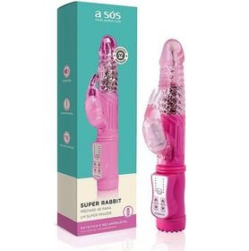 Vibrador Rotativo Recarregável Super Rabbit 22,5x3cm