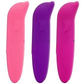 Vibrador Ponto G Aveludado com Formato Golfinho 12 cm x 3 cm x 2,5 cm
