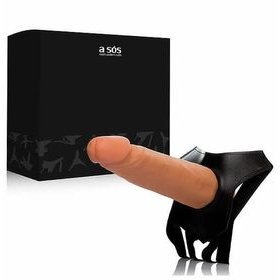 Cinta Strap On com Pênis 8 Maciço cor Bege - 16 x 4cm