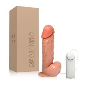 Prótese Pênis Realístico com Escroto, Ventosa e Vibro 20cm x 5cm